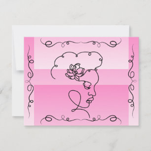 De Remerciements Beauté : Rose Line Art Carte blanche
