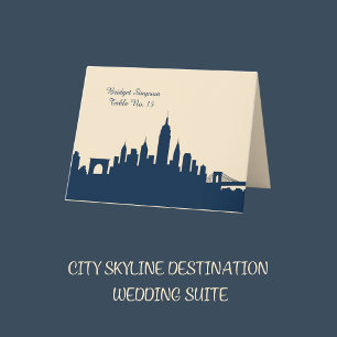 De Remerciements blue Urban city Skyline Mariage Carte simple invit
