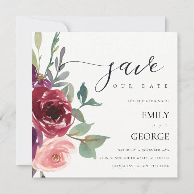 DE REMERCIEMENTS BLUSH RED MARSALA ROSE FLORAL ENREGISTRER LA CARTE (Devant)