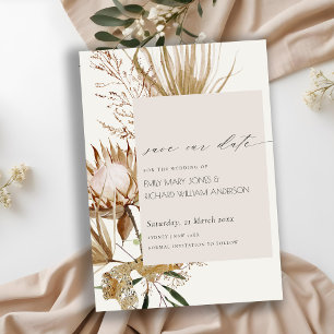 De Remerciements Boho Protea Dry Palm Floral Enregistrer la carte D