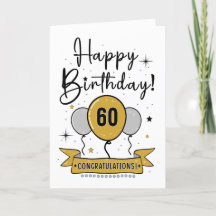 Bonne carte d'anniversaire 60e en or