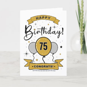 De Remerciements Bonne carte d'anniversaire 75e en or