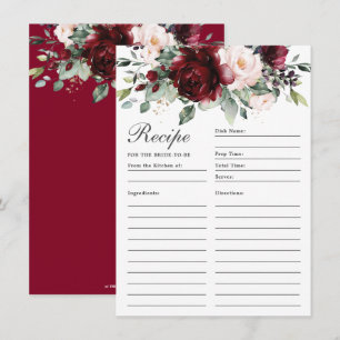 De Remerciements Burgundy Blush Rose Floral Recette Pour Carte Mari