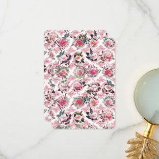 De Remerciements Carte à motif floral filigrané rose