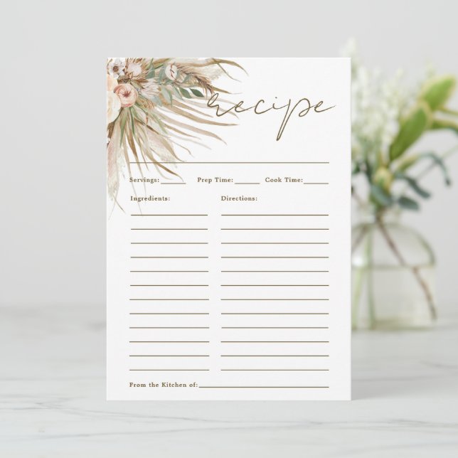 De Remerciements Carte Boho Rustic Pampas Grass Floral Apporter Rec (Debout devant)