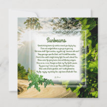Carte Christian Poem Note "Sunbeams"