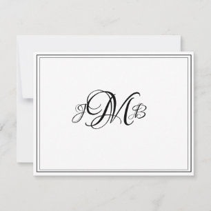 De Remerciements Carte classique Monogram Flourish Script Note