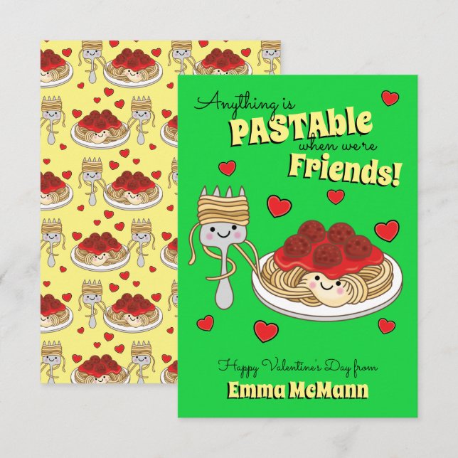 De Remerciements Carte d'amitié Saint-Valentin Spaghetti (Devant / Derrière)
