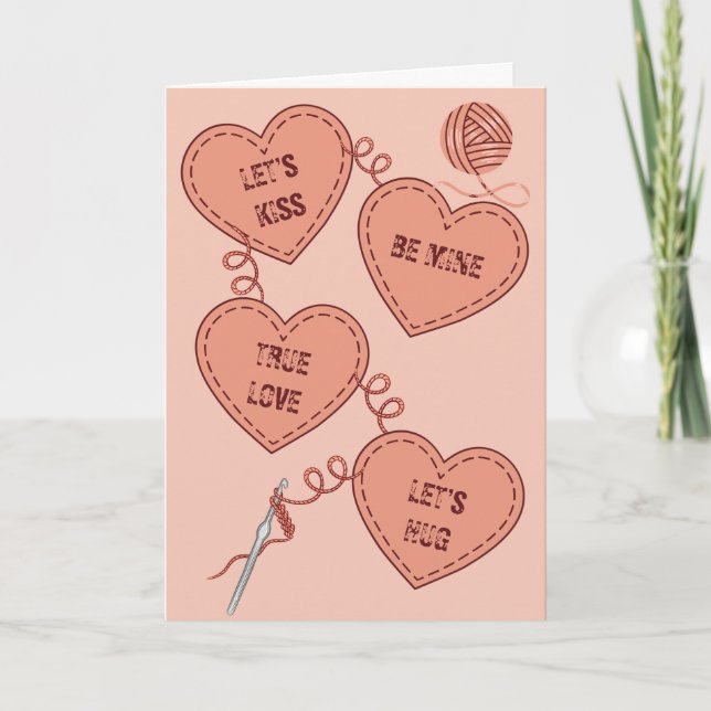 De Remerciements Carte d'amour Crochet Hearts (Devant)