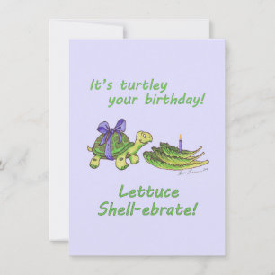 De Remerciements Carte d'anniversaire à la tortue avec laitue et bo