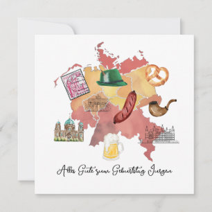 De Remerciements Carte d'anniversaire allemande joyeuse, Alles Gute