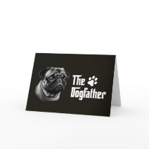 Carte d'anniversaire du Carlin Dogfather