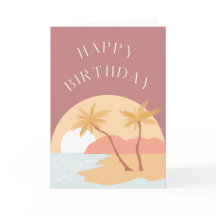 Carte d'anniversaire du coucher du soleil sur la p