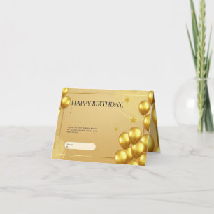 De Remerciements Carte d'anniversaire en or : Brillez !