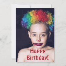 Carte d'anniversaire enfant clown flippant