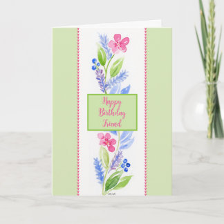De Remerciements Carte d'anniversaire florale aquarelle peinte à la