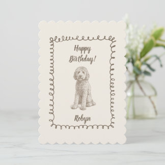 De Remerciements Carte d'anniversaire Goldendoodle | Chien dessiné