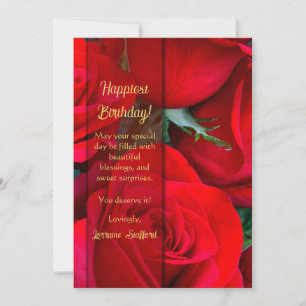De Remerciements Carte d'anniversaire romantique Red Rose