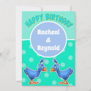 De Remerciements Carte d'anniversaire Twin Caricature oiseau