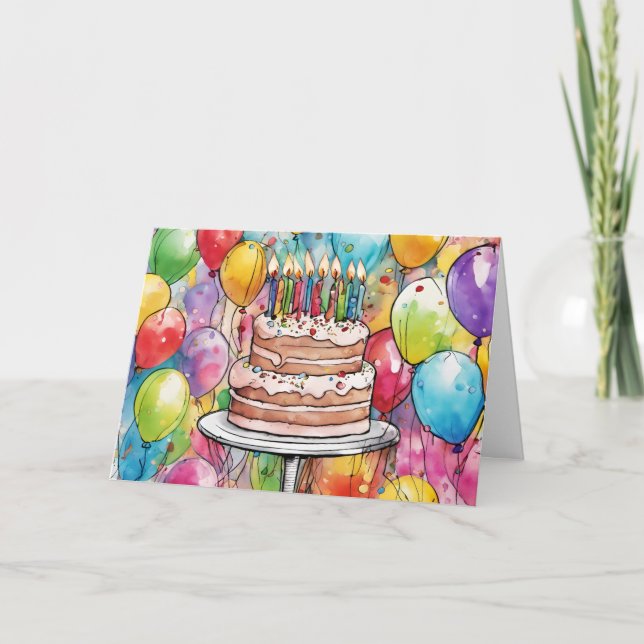 DE REMERCIEMENTS CARTE D'ANNIVERSAIRE WATERCOLOR (Devant)
