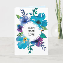 Carte d'écriture moderne bleu aquarelle florale bi