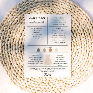De Remerciements Carte d'information demoiselle d'honneur