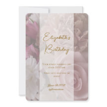 Carte d'invitation Anniversaire rose pâle