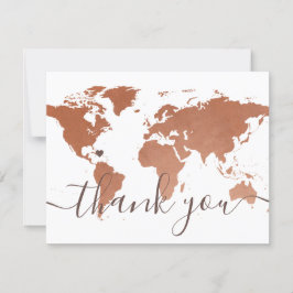 De Remerciements Carte du monde du cuivre Plage Destination Mariage