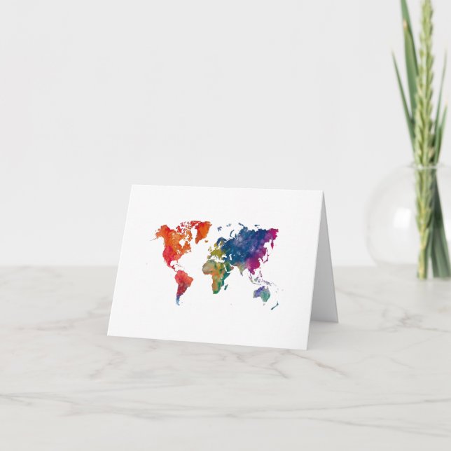 De Remerciements Carte du monde en aquarelle (Devant)