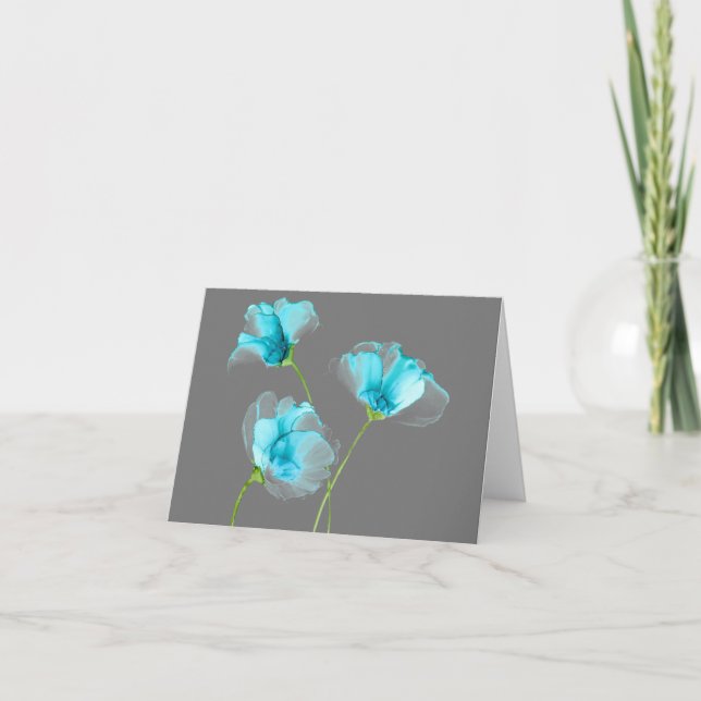De Remerciements Carte Fleurs Bleues (Devant)