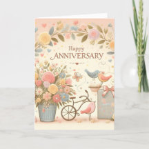 Carte Floral Lovebirds, joyeux anniversaire