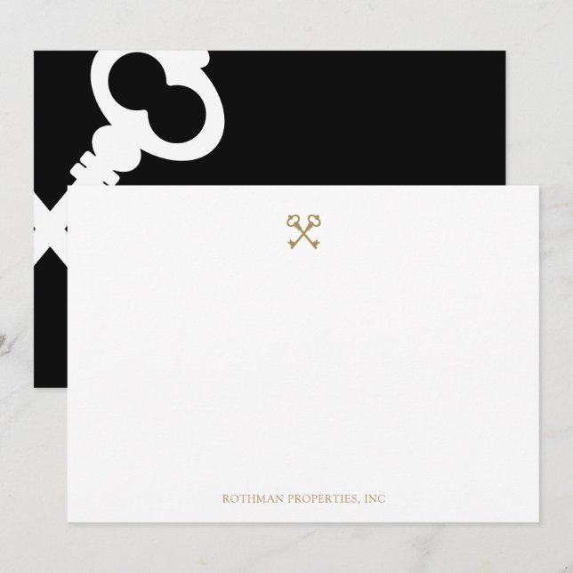 De Remerciements Carte Gold Crossed Skeleton Keys (Devant / Derrière)