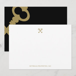 De Remerciements Carte Gold Crossed Skeleton Keys