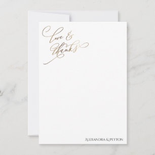 De Remerciements Carte Gold Elegant Calligraphy Love and Thanks