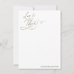 De Remerciements Carte Gold Elegant Calligraphy Love and Thanks