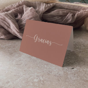 De Remerciements Carte Gracias Mariage pliée en terre cuite Calligr