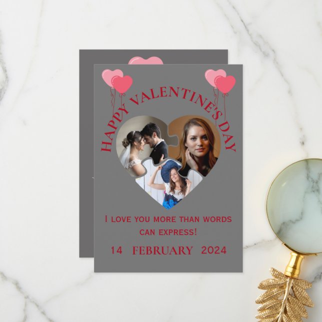 De Remerciements Carte Heureuse Sainte-Valentin (Devant/Arrière en situation)