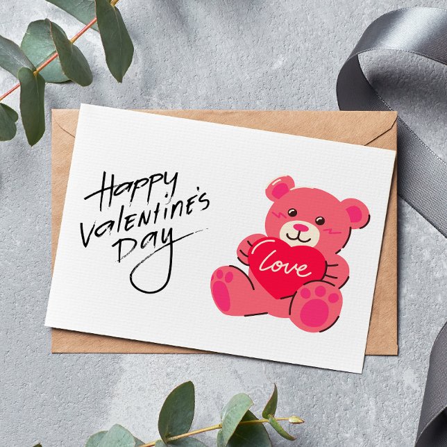 De Remerciements Carte Heureuse Sainte-Valentin Teddy Bear (Teddy Bear Happy Valentine's Day Card)
