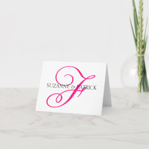 De Remerciements Carte lettre Monogramme Script F (Rose Chaud / Noi