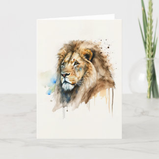 De Remerciements Carte Majestic Watercolor Lion
