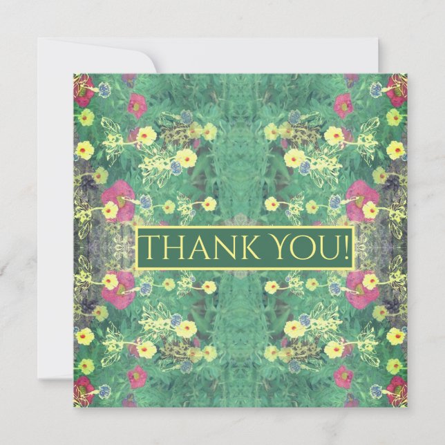 De Remerciements Carte "Merci" Florale Verte (Devant)