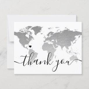 De Remerciements Carte Monochrome Mondiale Argent Plage Mariage Pho