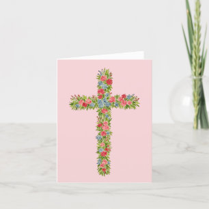 De Remerciements Carte Pâques Flower Cross 2 Watercolor