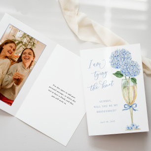 De Remerciements Carte photo Hydrangea bleu Attache le noeud, photo