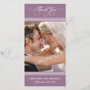 De Remerciements Carte photo Mariage simple (lavande)