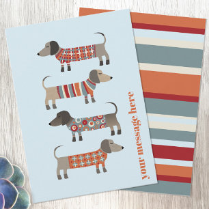 De Remerciements Carte plat personnalisée Dachshund Saucisse Dog