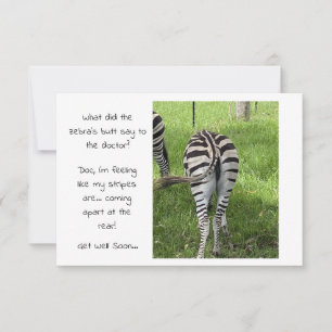 De Remerciements Carte Plat - Zebras Butt Se Bien Bientôt