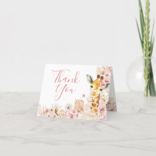 De Remerciements Carte pliée Baby shower Boho rose vif