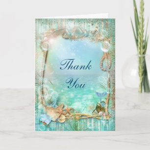 De Remerciements Carte pliée Elegant Enchanted Under The Sea Beach
