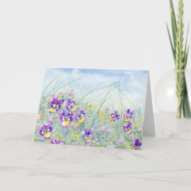 De Remerciements Carte pour notes blanc Johnny-Jump-Ups (Devant)